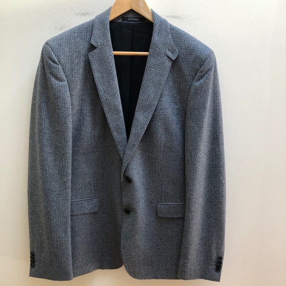 Men's 42R Hugo Boss Blue Tweed Two Button Wool Blazer - Picture 14 of 14